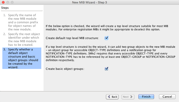 MIB Designer New MIB Wizard Step 3